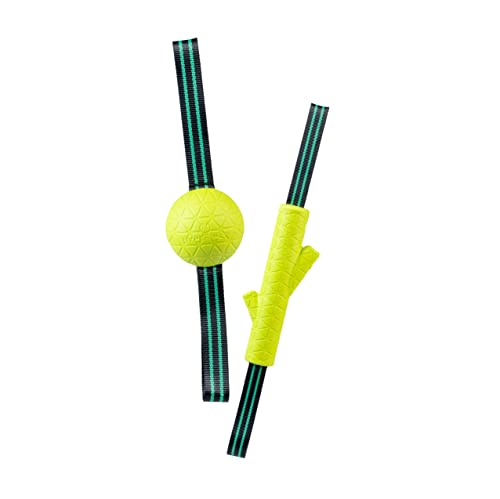 Hyper Pet Grab Tabs EVA Fetch Stick and Fetch Ball with Nylon Tabs Fetching Dog Toys That Floats in Water Combo Pack