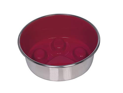 Nobby Paw Anti-Sling Bowl Stainless Steel 16 cm 0.82 litres Non-Slip Red - size: 16cm/6.3"