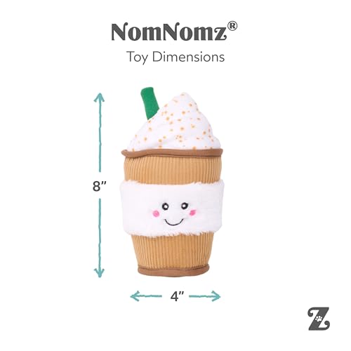 ZippyPaws NomNomz - Dog Squeaky Toys to Keep Them Busy, Funny Food Plush for Small, Medium, & Large Dogs, Cute Stuffed Puppy Toy, Pet Products, Gift for Dogs of All Breeds, Soft & Cuddly - Puppuccino - color: Puppuccino