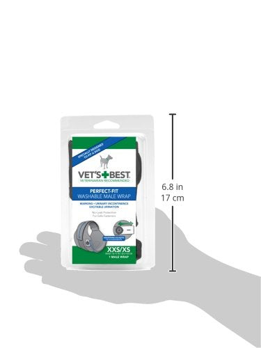 Vet's Best Washable Male Dog Wrap, XX-Small/X-Small, Waist 10"-17" - size: XXS/XS