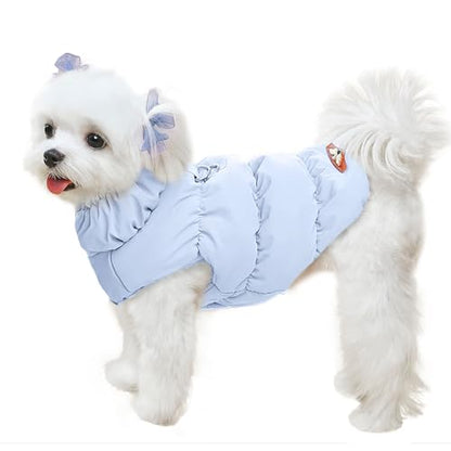 ABRRLO Winter Warm Dog Jacket for Small Medium Dogs Cat Cold Weather Coats with Harness Paded Dogs Fleece Vest Waterproof Windproof Dog Snow Jacket Pet Puppy Clothes (Light Blue,XS) - color: Light blue, size: X-Small