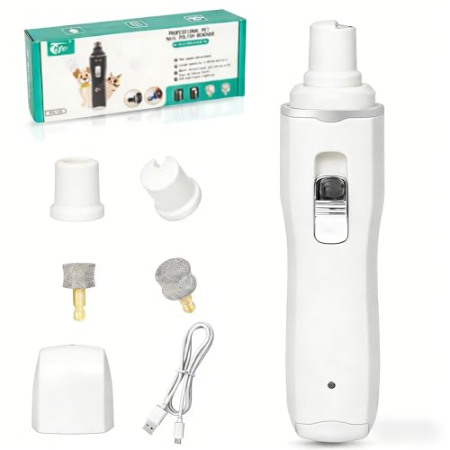 Tife Dog Nail Grinder,2 Speed Electric Rechargeable Dog Nail Trimmer,Quiet and Low-Vibration Pet Nail Grinder,Painless Dog&Cat Grooming Supplies for Large Medium Small Pets - color: White-525