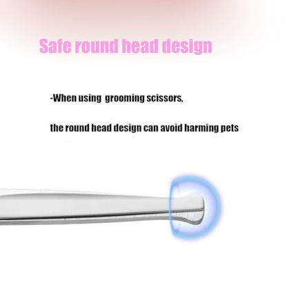 Dog Grooming Scissors, Stainless Steel Pet Grooming Scissors - style: Round headed curved scissors