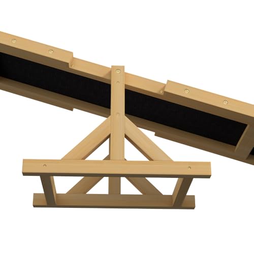 Wooden Dog Agility Seesaw for Training and Exercise, Durable Outdoor Pet Activity Equipment with Anti-Slip Surface, Yellow