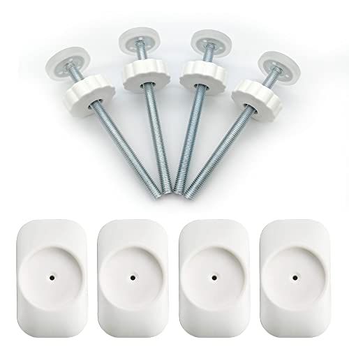 Baby Gate Extender Extention-4 Pack M8 (8MM) Baby and Pet Safety Stair Gate Threaded Spindle Rods Replacement Parts Bundle with Wall Protector (Round-White-4 Pack)