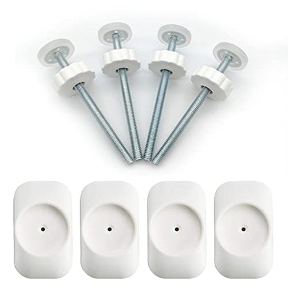 Baby Gate Extender Extention-4 Pack M8 (8MM) Baby and Pet Safety Stair Gate Threaded Spindle Rods Replacement Parts Bundle with Wall Protector (Round-White-4 Pack)