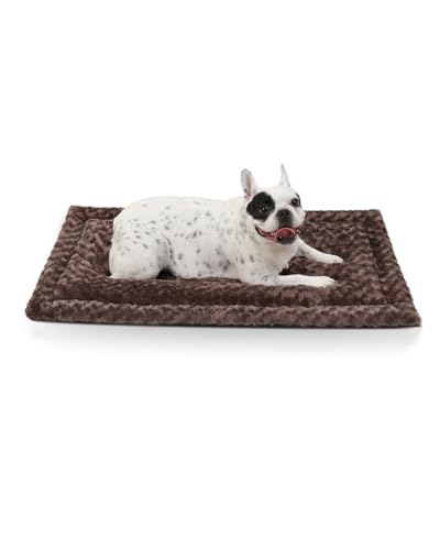 Washable Dog Bed Mat Crate Pad Soft Fluffy Pet Kennel Beds Dog Sleeping Mattress for Large Jumbo Medium Small Dogs, 36 x 23 Inch, Brown - color: Brown, size: 36.00" x 23.00" x 1.50"
