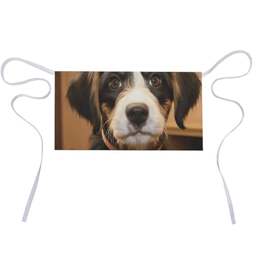Apron for Men Women Adjustable Dog Training Printed Waterproof Apron Bib Apron with 3 Pockets Cooking Kitchen Aprons
