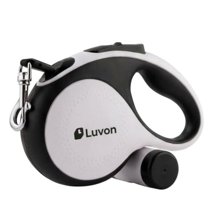 LUVON Retractable Dog Leash – 16ft Tangle-Free Extendable Lead | Ergonomic Handle | Heavy Duty Nylon Tape | Poo Bag Dispenser + 15 Bags Included | Retractable Leash for Medium Large Dogs Up to 66lbs