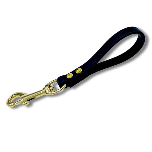 Biothane Training Tab Leash for Dogs, Brass Hardware, No Pull with Easy Grip Handle, Made in The USA, Professional Grade-Black - color: Black