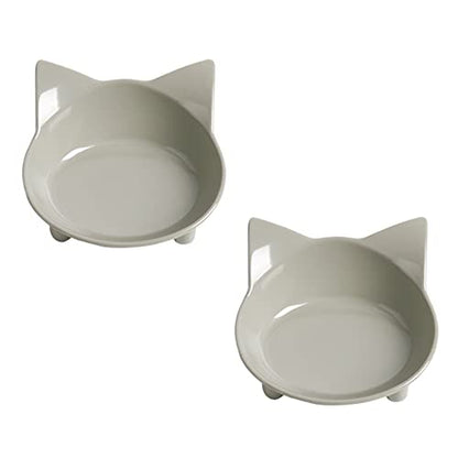 Dog & Cat Food Bowl – Non-Slip Wide, Shallow Pet Dish for Whisker Fatigue Relief, Safe for Puppies & Rabbits(2 Pack) - color: Grey+Grey