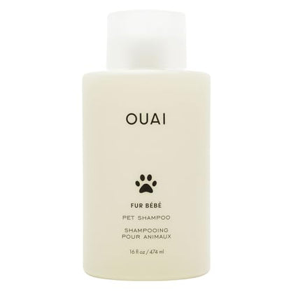 OUAI Fur Bébé Pet Shampoo - Cat & Dog Shampoo for Gentle Cleansing, Hydration & Shine - Vegan & Cruelty-Free Pet Supplies with Aloe Vera & Panthenol - Mercer Street Scent (16 Fl oz)