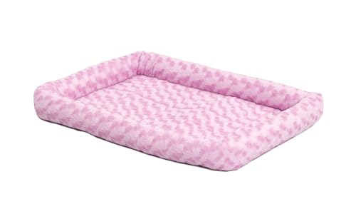 MidWest Homes for Pets QuietTime Fashion Dog Bed - Pink Faux Fur Bolster, Ultra-Soft and Machine Washable, Fits 24-Inch Crates and Carriers, for Small Breed Dogs - color: Pink, size: 24 Inch