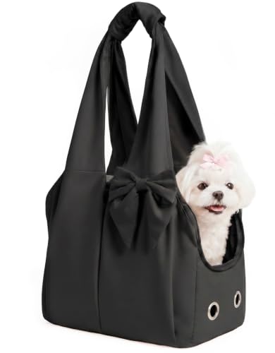 Dog Purse Carrier for Small Dogs and Cats, Soft-Sided Puppy Tote Bag Under 15 lbs, Lightweight Pet Carrier with 4 Pockets, Smart Zipper Lock, Pet Travel Bag for Travel Outdoor(Black) - color: Black, size: 13.6"L x 9.7"W x 2.3"H