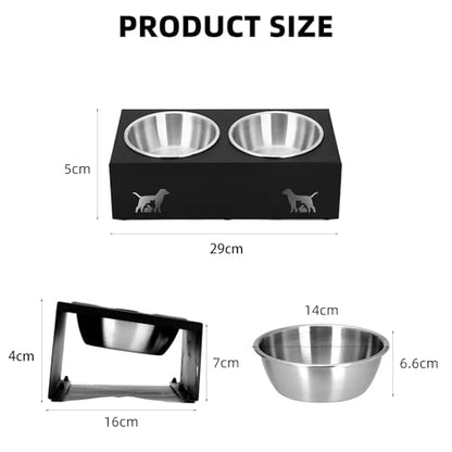 Elevated Cat Food Bowl,15°Tilted Stand Anti Vomiting Raised Cat Dishes for Food and Water,2 Stainless Steel Bowls,Non-Slip No Spill,Cats and Puppy - size: Stainless Steel-2 Bowls
