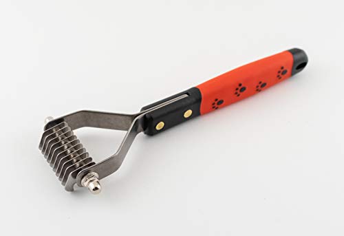 Ryan's Pet Supplies Paw Brothers 10 Blade Medium Dematting Undercoat Rake for Dogs and Cats, Professional Grade, Dog Shedding Brush, Stainless Steel Blades, Rounded Gentle Teeth - size: 10 Blade Medium