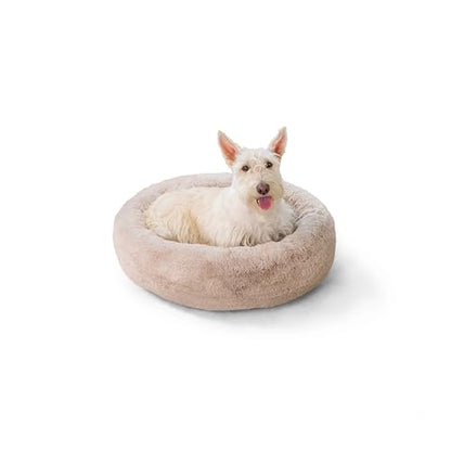Best Friends by Sheri SnuggleSoft Faux Fur Calming Donut Bed for Dogs, Brown, Small, 23x23 - color: Rabbit Faux Fur Brown, style: Small