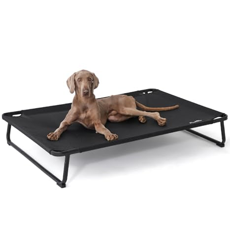 MADE 4 PETS Raised Dog Bed for XXL Dogs - Outdoor Elevated Pet Cot with Snap-in Legs, Washable Mesh, Non-Slip Feet, Durable & Chew-Resistant Hammock Bed, Indoor & Outdoor Use, 54"x37", Black - color: Black, size: 54"L x 37"W x 9"Th