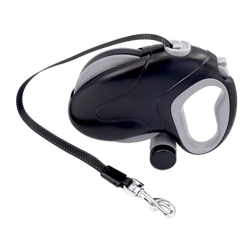 HEEPDD Retractable Dog Leash for Large Dogs, 33ft Heavy Duty Anti Winding One Hand Brake Lock Nylon Tape for Walking Training Outdoor Use (Black 10M Reflective Wire)