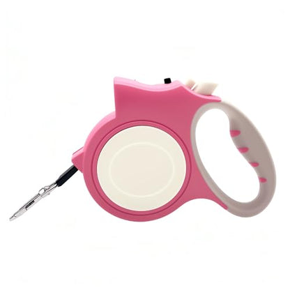 Led Dog Leash with Light – 16ft Retractable for Small & Medium Dogs, Night Safety & Comfortable Grip (Pink) - color: pink
