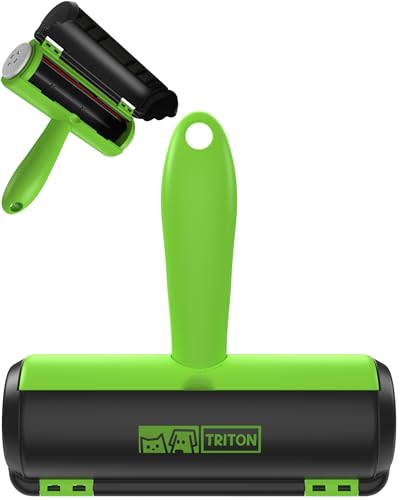 Triton Pet Hair Removal Tool w/Fur Trapping Compartment, 60% Smaller Storage Size, Reusable Shedding Roller, Cat and Dog Hair Remover for Car, Furniture, Carpet, Couch (Green) - color: Green, size: Large