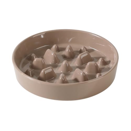 Havniva Ceramic Slow Feeder Dog Bowls, 1.6 Cups Dog Bowl Slow Feeding for Medium Breed, 8.2inch Puzzle Dog Food Bowl Slow Feeder Non-Slip Anti-Gulping and Anti-Choking Reduces Bloating - color: 1 x Brown Coffee-C, size: 8.2inch