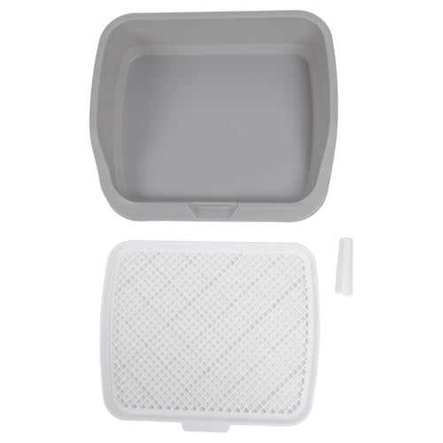 SUNGOOYUE Dog Potty Tray Portable PP Puppy Training Toilet 21.3 X 17.7 X 5.1 in Detachable Washable with Wall Mesh Design for Small Dogs Indoor Use (Gray)