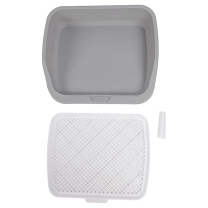 SUNGOOYUE Dog Potty Tray Portable PP Puppy Training Toilet 21.3 X 17.7 X 5.1 in Detachable Washable with Wall Mesh Design for Small Dogs Indoor Use (Gray)