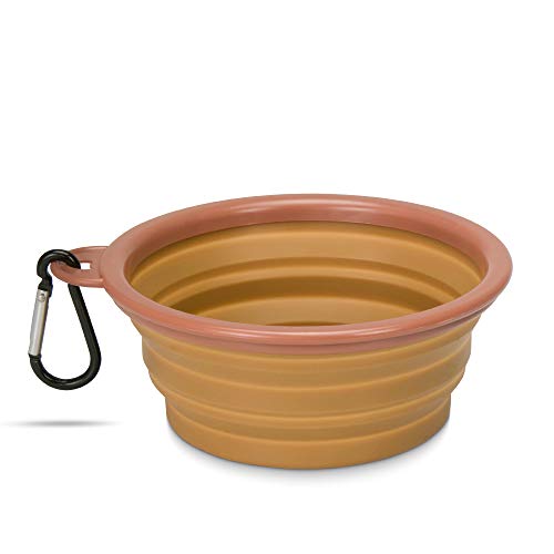 Made Easy Kit Portable Collapsible Dog Bowl for Water or Food Great Pet Travel Bowl in Multiple Sizes (Standard - 12oz, Brown) - color: Brown