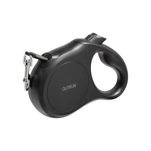 OUTRUN Retractable Dog Leash 16 FT Walking Leash up to 55 Lbs, Strong Nylon Tape No Tangle, Heavy Duty One-Handed Brake Lock Perfect for Small & Medium Sized Dogs and Pets