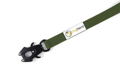 6ft Army Green Dual Handle Silicone Tactical Dog Leash for Medium, Large, Giant, K9 Breeds | Quick Release Swivel Clip Carabiner | Coated Nylon Heavy Duty | Strong Puller | Training Leashes - color: Army Green