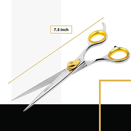 Sharf Gold Touch Pet Grooming Shear | Straight Cat & Dog Grooming Scissors | 7.5 Inch | 440c Japanese Stainless Steel Pet Dog Shearing Scissors | Animal Shears with Removable Comfort Rings - size: 7.5 Inches, style: Straight Scissors - Blunt Tip