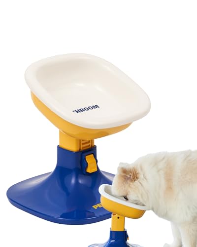 PETHROOM Well Fit Elevated Dog Bowl Stand – Adjustable Height 4.5–7.4 in with 0–22° Tilt, Stable Non-Slip Feeding Stand for Dogs & Cats, Bowl Not Included, Yellow & Blue - color: Yellow & Blue, size: Stand
