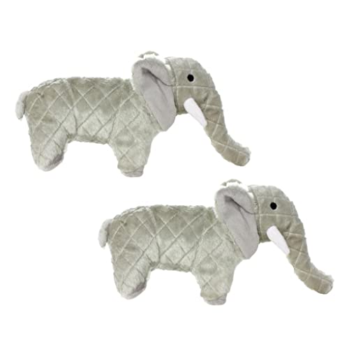MIGHTY Tuffy 2 Pack Elephant Dog Toys | Ultra Durable Plush Toy with Multiple Layers & Reinforced Seams , Washable and Floats , Mighty® Construction - color: 2PK Grey Elephant