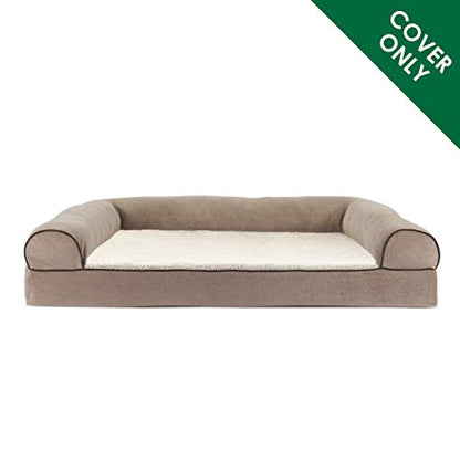 Furhaven Replacement Dog Bed Cover Sherpa & Chenille Sofa-Style, Machine Washable - Cream, Medium - color: (Sherpa & Chenille) Cream, size: Medium