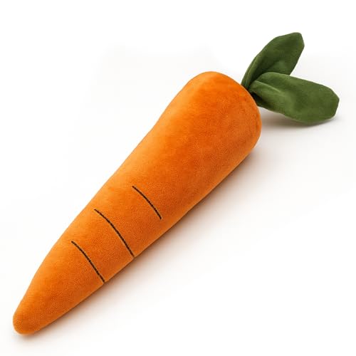 PetLou 15 Inch Carrot Plush Dog Toy for Soft Chewers, Durable Squeaky & Crinkle, Anti Boredom Chew Toy for Dogs, Cute Soft Stuffed Calming Indoor Pet Toy for All Dog Breeds