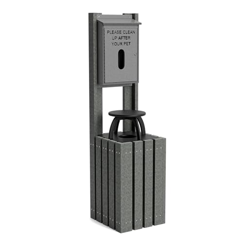 Pet Waste Bag Dispenser for Dog Parks, Trails & Public Spaces, Recycled Plastic with Built in Trash Can and Bag Dispenser | Weather Resistant & Built to Last a Lifetime - Charcoal - color: Charcoal