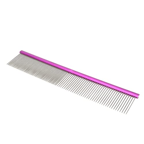 Greyhound Comb For Dogs, Metal Dog Comb Dog Combs with Rounded Ends Dog Comb Cat Comb For Removing and Knots Grooming Tool For Long Short Haired Dog (Purple 19cm/7.5in) - size: Purple 19cm/7.5in