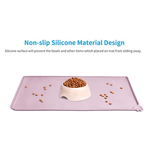 AUDWUD Silicone Waterproof Pet Feeding Mats,Anti Slip Bowl Pad,Dog Mat for Food and Water - color: Peach Pink, size: 18.5" x 11.5"