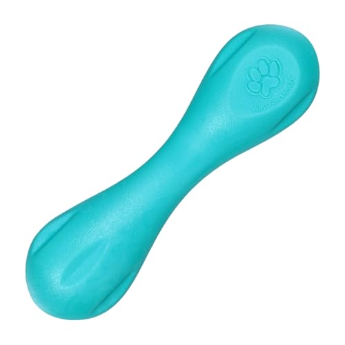 WEST PAW Zogoflex Hurley Dog Bone Chew Toy – Floatable Pet Toys for Aggressive Chewers, Catch, Fetch – Bright-Colored Bones for Dogs – Recyclable, Dishwasher-Safe, Non-Toxic, X-Small, Teal - color: Teal, size: X-Small
