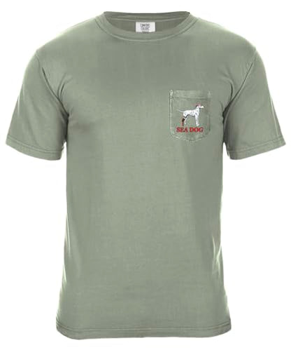 SEA DOG Classic Original Pocket Print Graphic T-Shirt, 100% Ringspun Cotton, Relaxed Fit, Printed in USA - color: Bay Green, size: X-Large