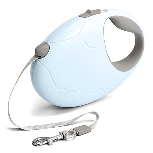 Retractable Dog Leash, 16ft Strong Nylon, 360° Tangle-Free, Dog Pattern for Small, Medium, and Large Dogs Up to 110 lbs (Blue) - color: blue