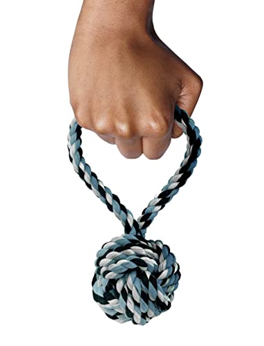 Cutie's PetBox Weaved Rope Ball Toy for Toss, Fetch, Chew and Tug-O-War, 2.8" Diameter Ball for Small and Medium Dogs