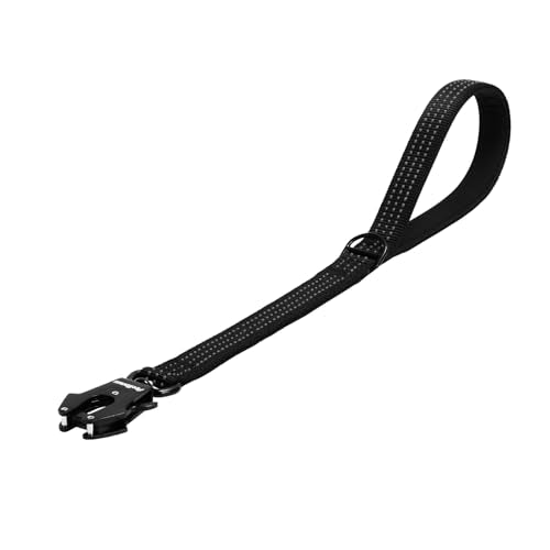 PetBonus Heavy Duty Short Dog Leash, 24 Inch Nylon Traffic Leash with Quick Release Clip, Comfortable Padded Handle, Reflective Training Lead for Medium Large Dogs (Black, 24") - color: Black, size: 24 Inch