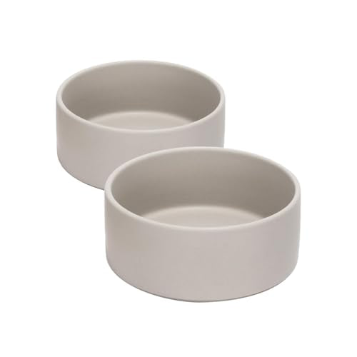 SPUNKYJUNKY 28.7OZ Ceramic Dog and Cat Bowl, Modern Cute Weighted Food Water Bowl for Replacement Grey (2 Pack) - color: Grey, size: 3.6 CUPS × 2