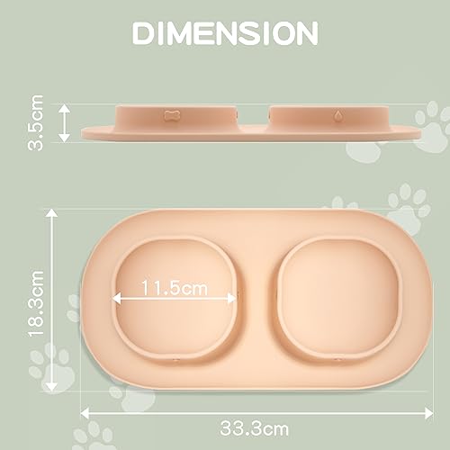 Dog Food Bowls Pet Bowls & Dog Water Bowls with No-Spill and Non-Skid, Feeder Bowls with Dog Bowl Mat for Small Medium Large Size Dogs Cats Puppy Pets, Dog Dishes (Khaki) - color: Khaki