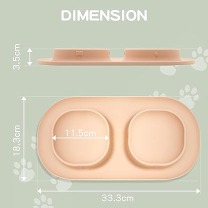 Dog Food Bowls Pet Bowls & Dog Water Bowls with No-Spill and Non-Skid, Feeder Bowls with Dog Bowl Mat for Small Medium Large Size Dogs Cats Puppy Pets, Dog Dishes (Khaki) - color: Khaki