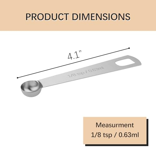 1PCS 1/8tsp (0.63ml) Single Measuring Spoon, Stainless Steel Individual Teaspoons Only - size: 1/8 tsp | 0.63 ml | 0.63 cc
