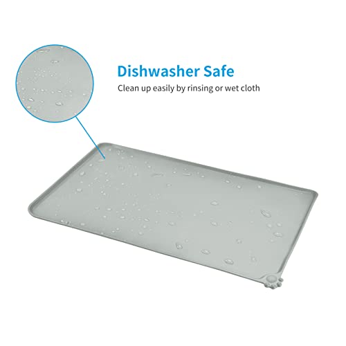 AUDWUD Silicone Waterproof Pet Feeding Mats,Anti Slip Bowl Pad, Dog Mat for Food and Water - color: Mist, size: 18.5" x 11.5"