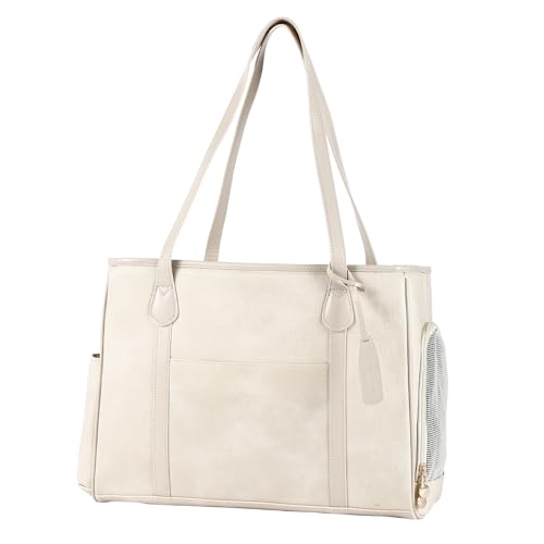 Stylish Dog Purse Carrier, Leather Pet Carrier Bag for Small Dogs Cats Puppy, Airline Approved Soft-Sided Carrier Beige - color: Beige